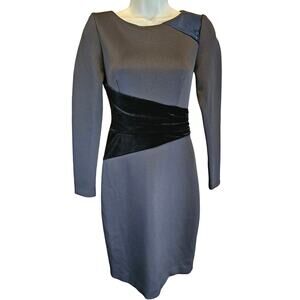 EUC Vince Camuto Womens Black Velvet Trim Scuba Neoprene Stretch Knit 2 FORMAL